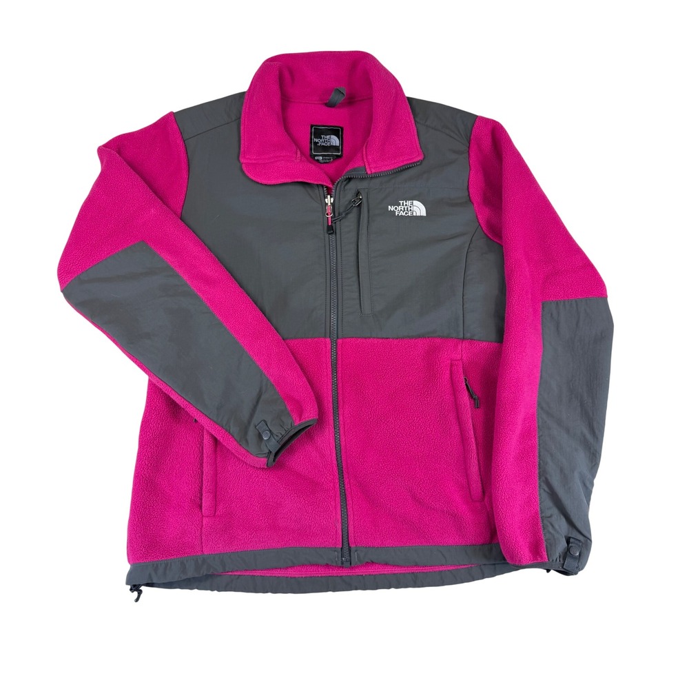 The North Face Denali Polartec Fleece Jacket Pink Gray Womens Large Full Zip